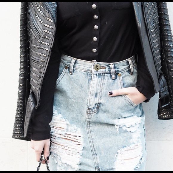 One Teaspoon WHISKEY CADILLAC SKIRT IN DENIM - Picture 3 of 8